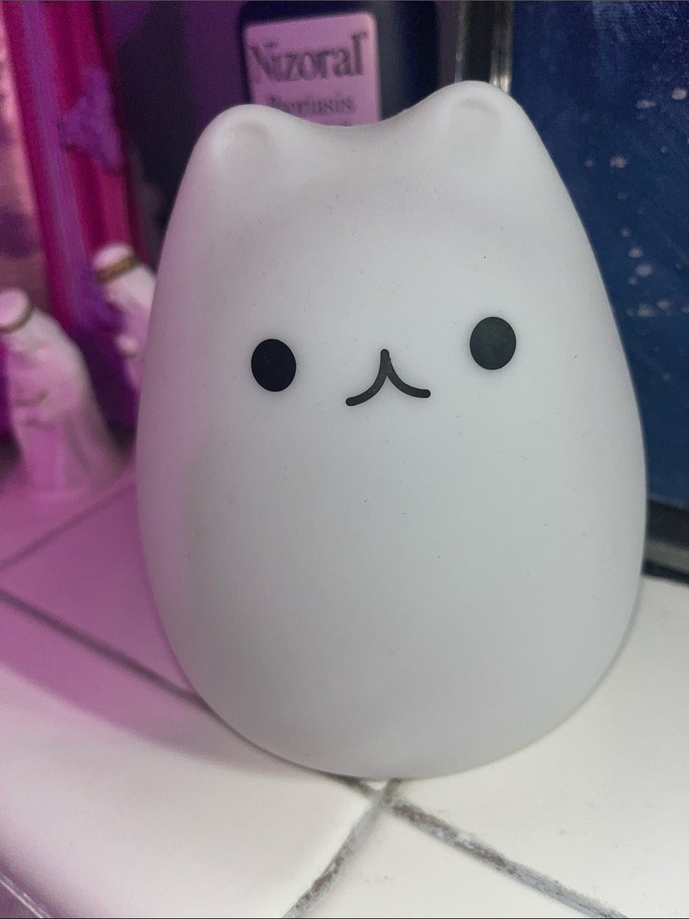 White Cute Cat Night Light for Small Pets Decor